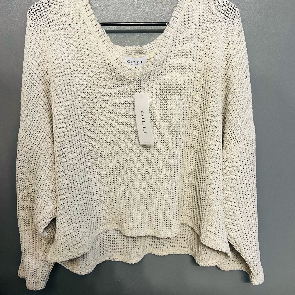 Boutique cropped off the shoulder sweater